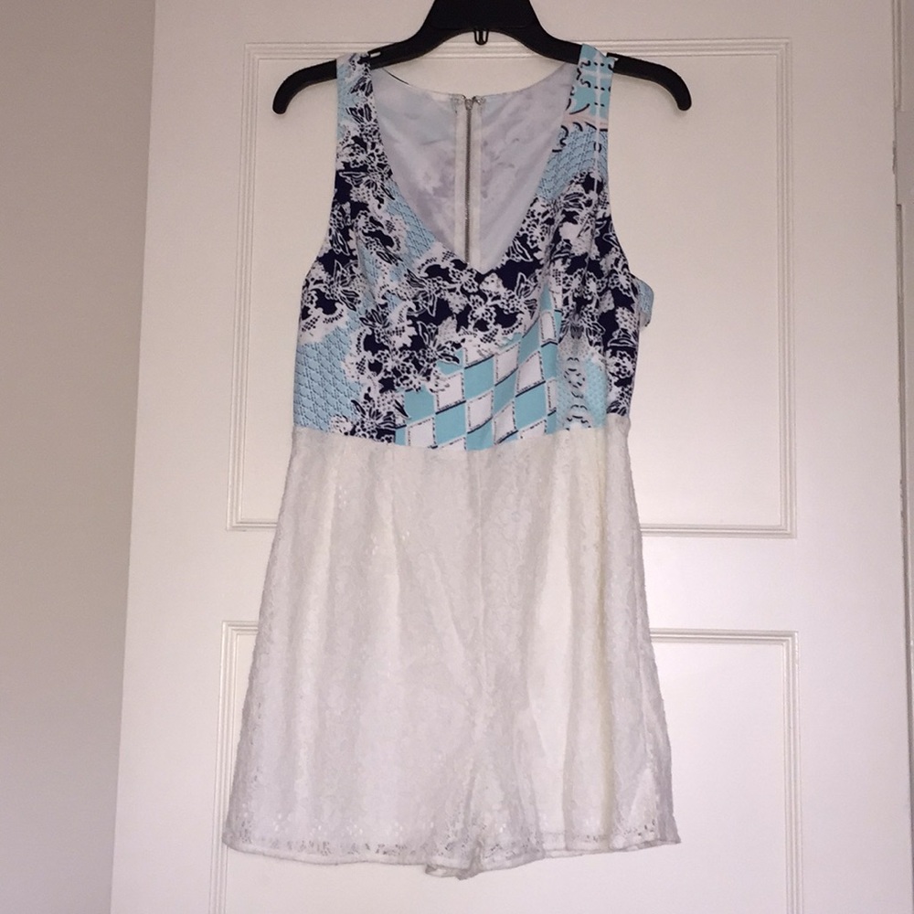 Blue and White Romper